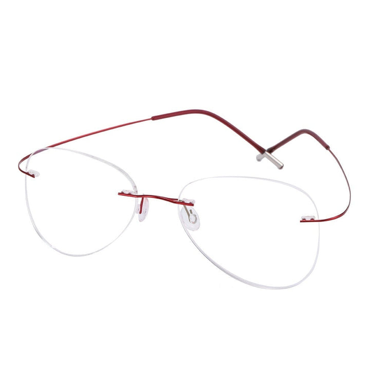 Chashma Ottica Unisex Rimless Irregular Oval Titanium Eyeglasses 20002