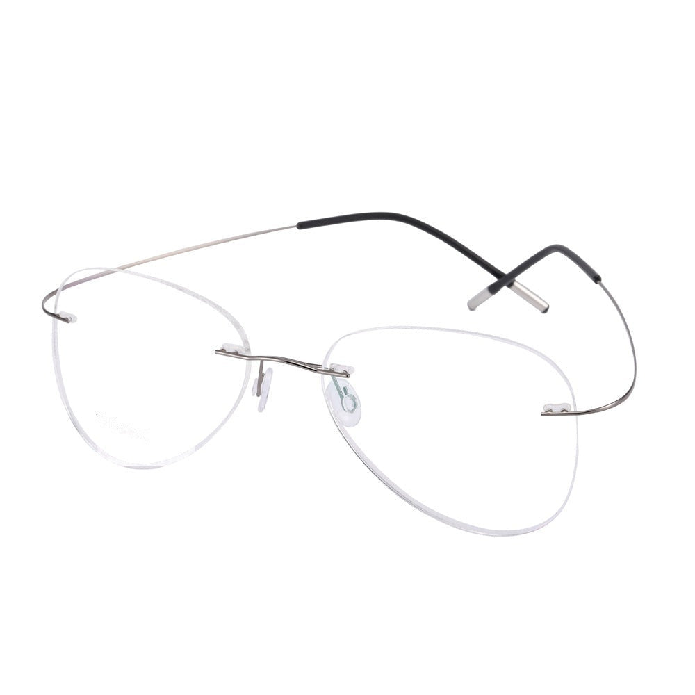 Chashma Ottica Unisex Rimless Irregular Oval Titanium Eyeglasses 20002