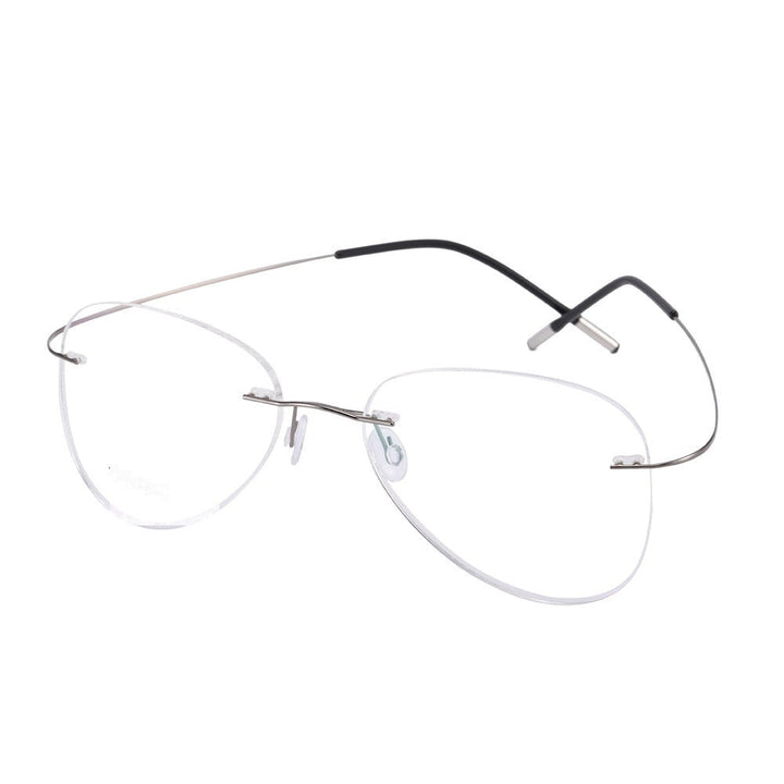 Chashma Ottica Unisex Rimless Irregular Oval Titanium Eyeglasses 20002