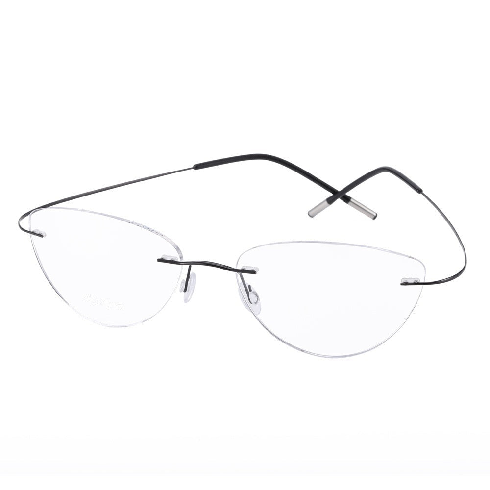 Chashma Ottica Unisex Rimless Triangle Cat Eye Tr 90 Titanium Eyeglasses 20003