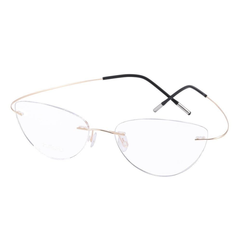 Chashma Ottica Unisex Rimless Triangle Cat Eye Tr 90 Titanium Eyeglasses 20003