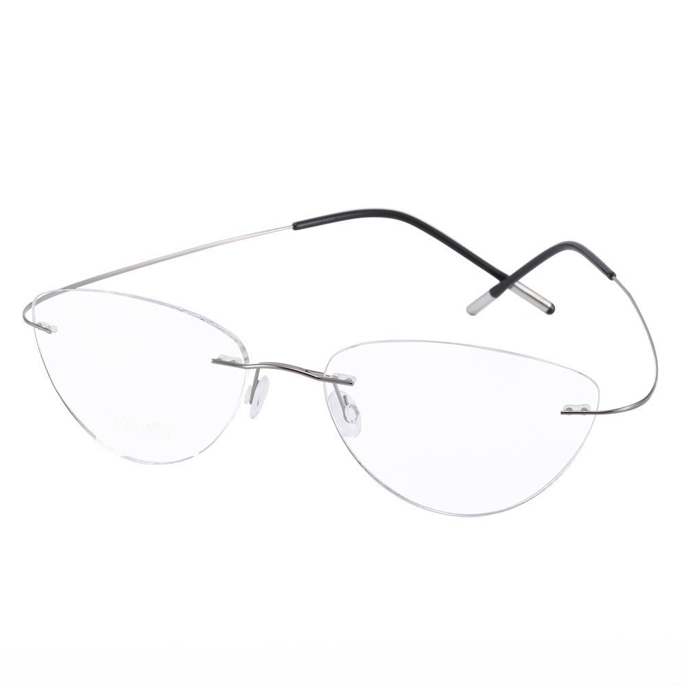 Chashma Ottica Unisex Rimless Triangle Cat Eye Tr 90 Titanium Eyeglasses 20003