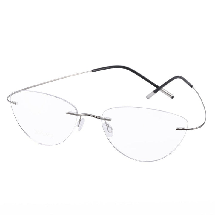 Chashma Ottica Unisex Rimless Triangle Cat Eye Tr 90 Titanium Eyeglasses 20003