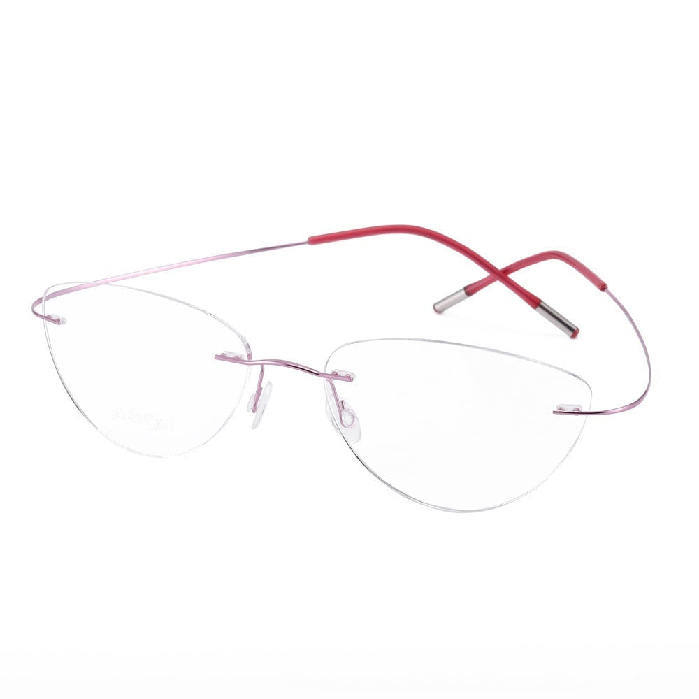 Chashma Ottica Unisex Rimless Triangle Cat Eye Tr 90 Titanium Eyeglasses 20003