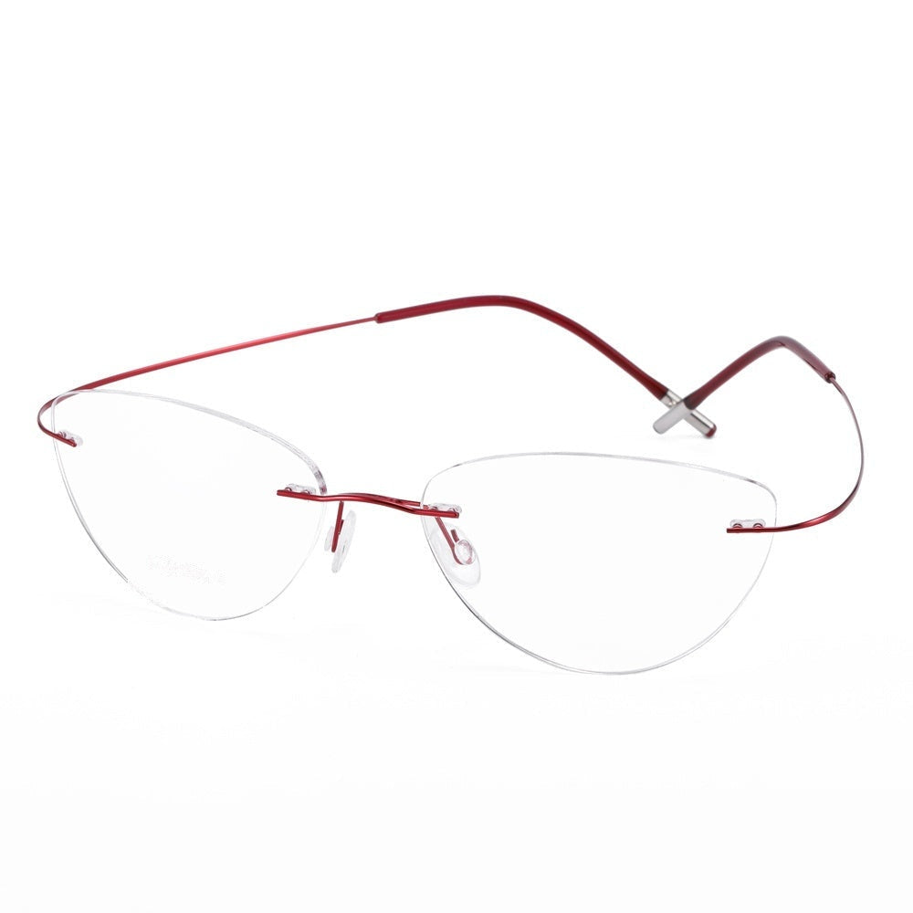Chashma Ottica Unisex Rimless Triangle Cat Eye Tr 90 Titanium Eyeglasses 20003