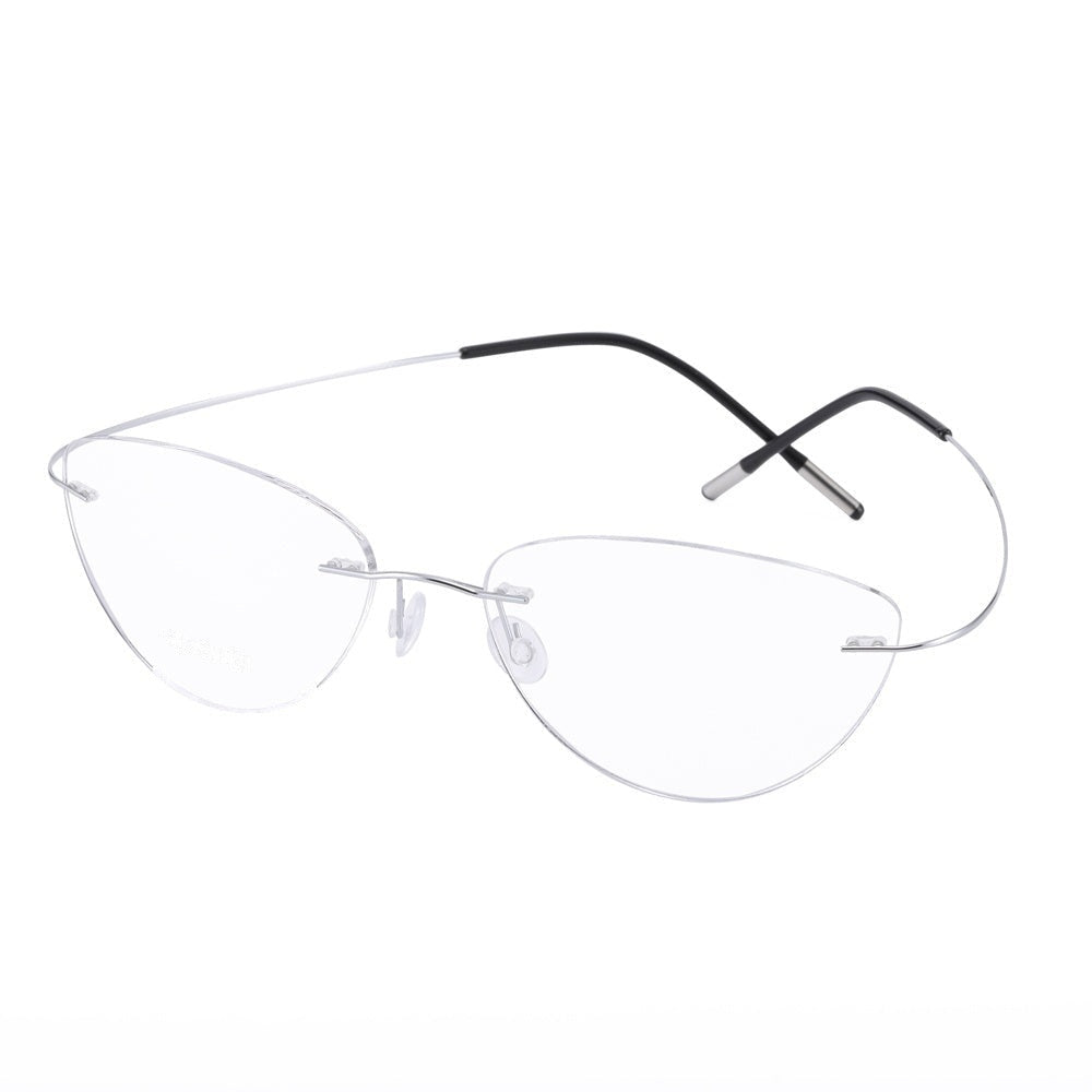 Chashma Ottica Unisex Rimless Triangle Cat Eye Tr 90 Titanium Eyeglasses 20003