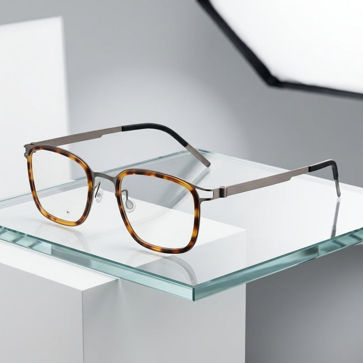 Chashma Ottica Unisex Full Rim Square Acetate Titanium Eyeglasses 9912 - Cover