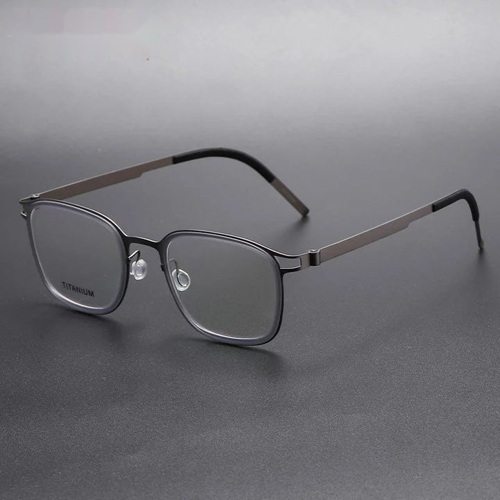 Chashma Ottica Unisex Full Rim Square Acetate Titanium Eyeglasses 9912 - Transparent Gray
