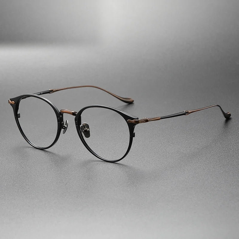 Chashma Ottica Unisex Full Rim Round Titanium Eyeglasses 3112