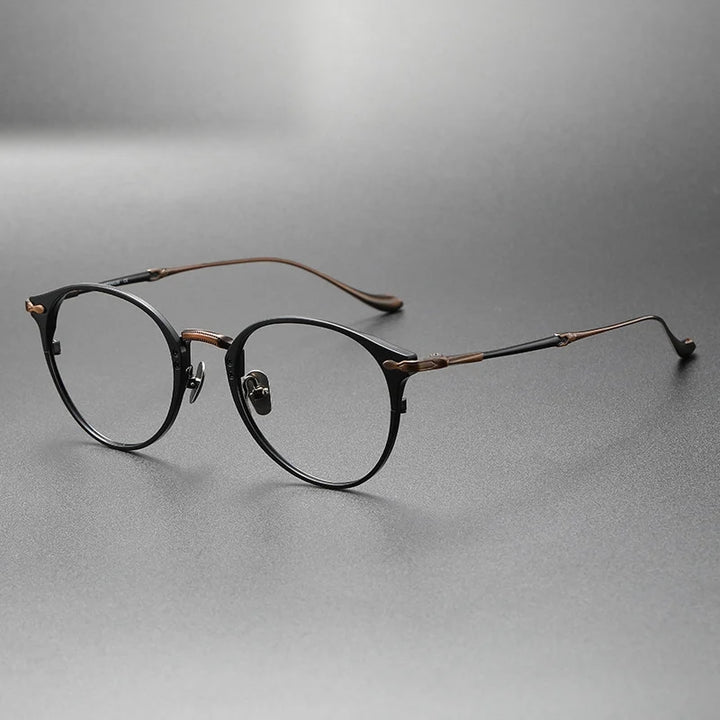 Chashma Ottica Unisex Full Rim Round Titanium Eyeglasses 3112