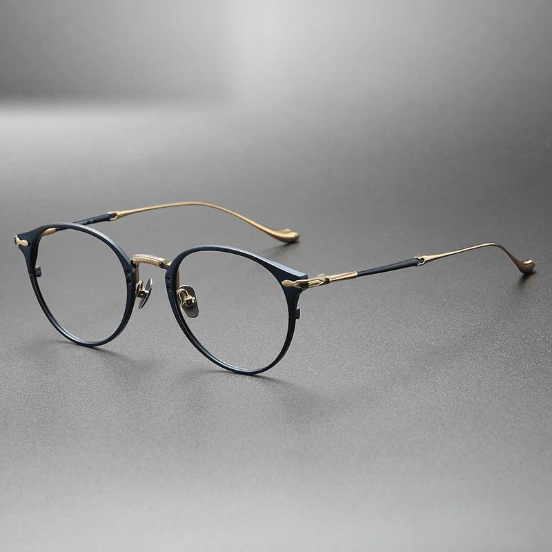 Chashma Ottica Unisex Full Rim Round Titanium Eyeglasses 3112