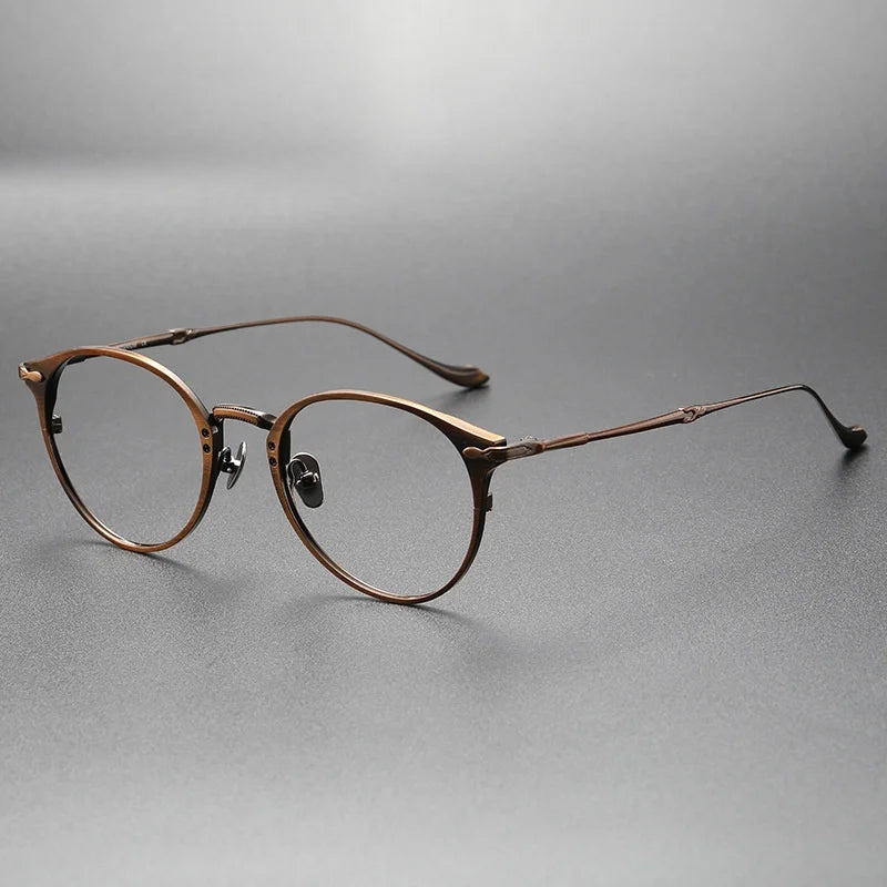 Chashma Ottica Unisex Full Rim Round Titanium Eyeglasses 3112