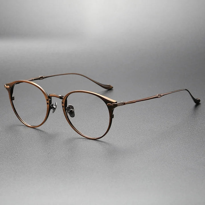 Chashma Ottica Unisex Full Rim Round Titanium Eyeglasses 3112