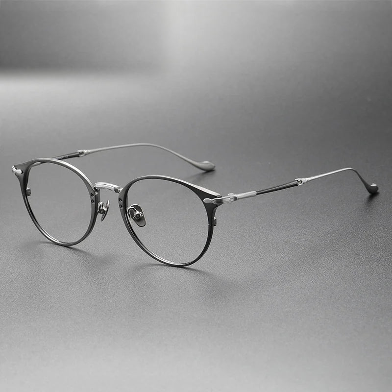 Chashma Ottica Unisex Full Rim Round Titanium Eyeglasses 3112