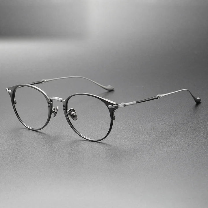 Chashma Ottica Unisex Full Rim Round Titanium Eyeglasses 3112