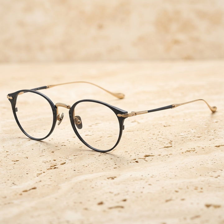 Chashma Ottica Unisex Full Rim Round Titanium Eyeglasses 3112