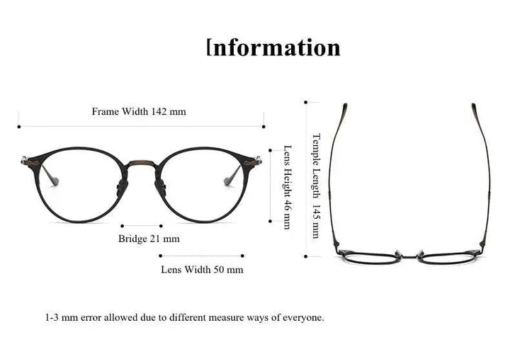 Chashma Ottica Unisex Full Rim Round Titanium Eyeglasses 3112