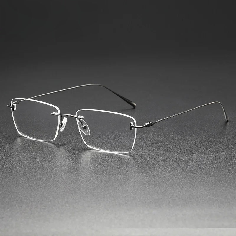 Chashma Ottica Unisex Rimless Square Titanium Eyeglasses 5678