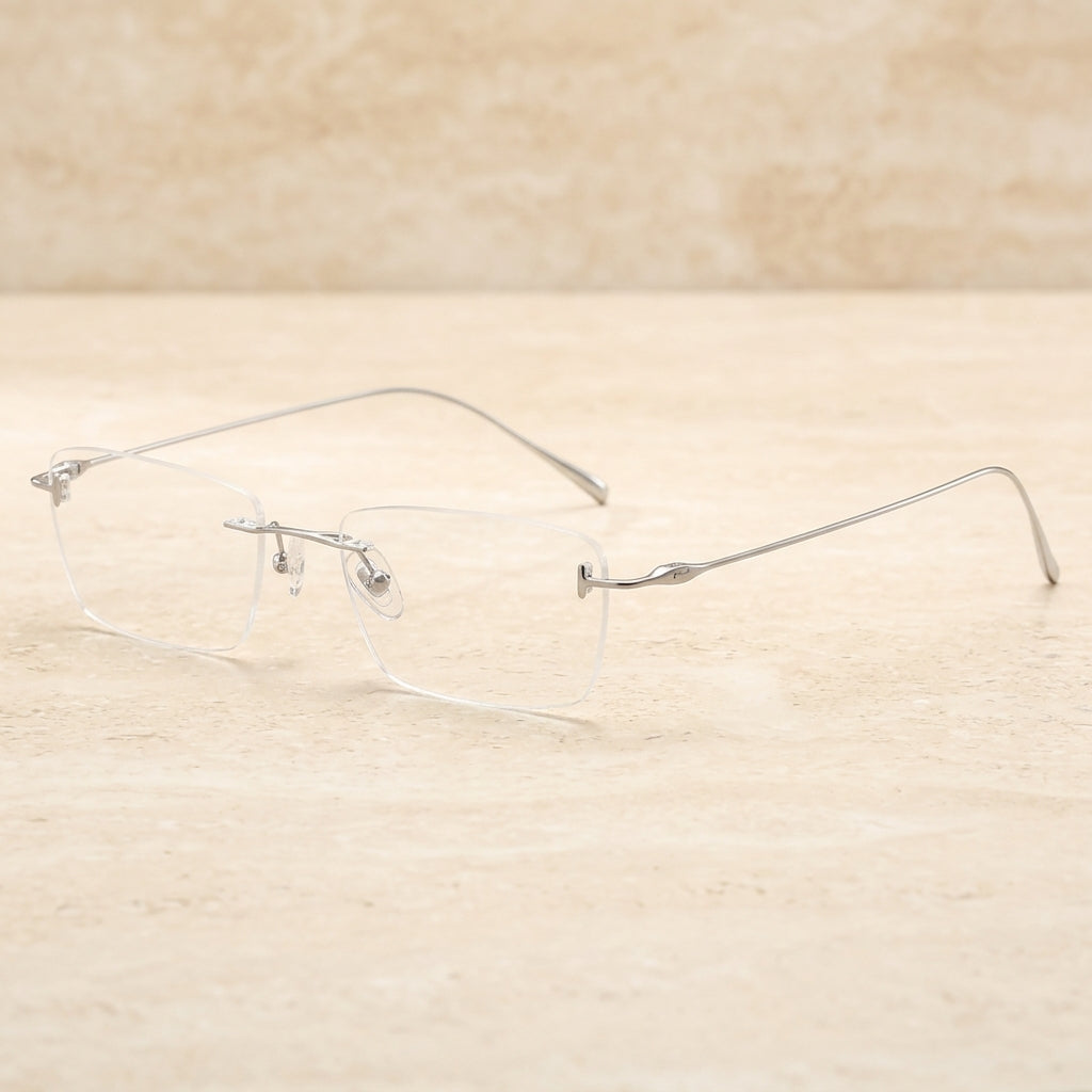 Chashma Ottica Unisex Rimless Square Titanium Eyeglasses 5678