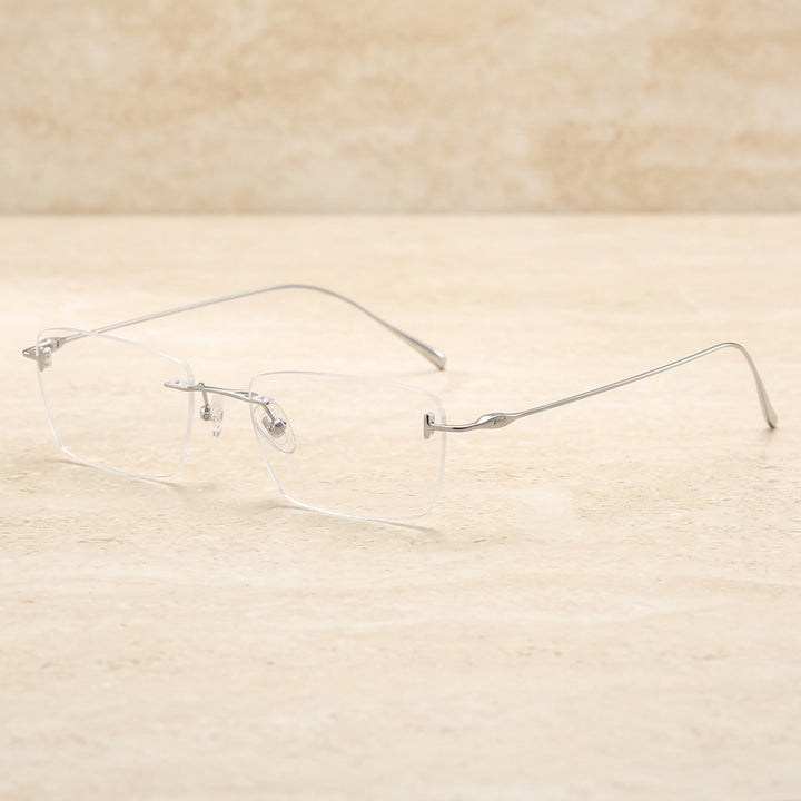 Chashma Ottica Unisex Rimless Square Titanium Eyeglasses 5678