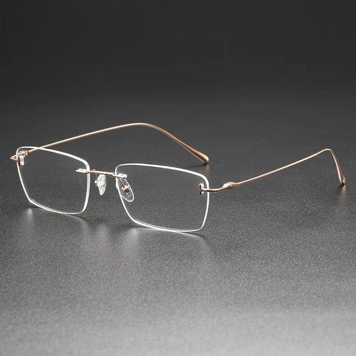 Chashma Ottica Unisex Rimless Square Titanium Eyeglasses 5678