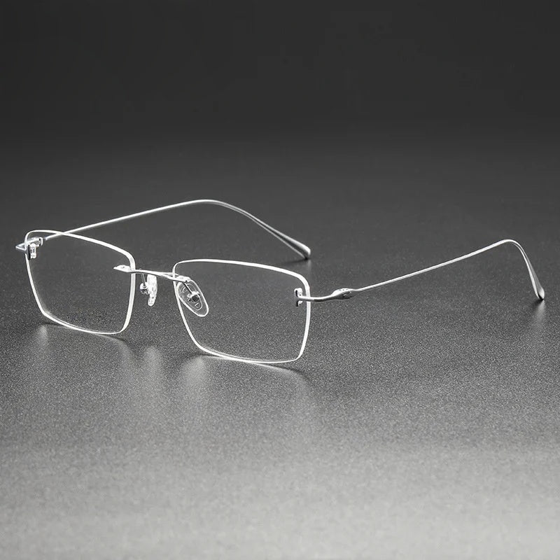 Chashma Ottica Unisex Rimless Square Titanium Eyeglasses 5678