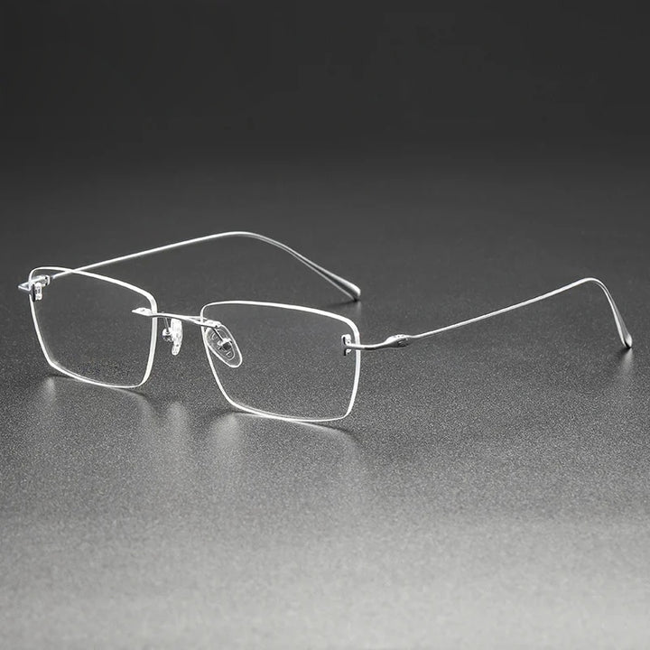 Chashma Ottica Unisex Rimless Square Titanium Eyeglasses 5678