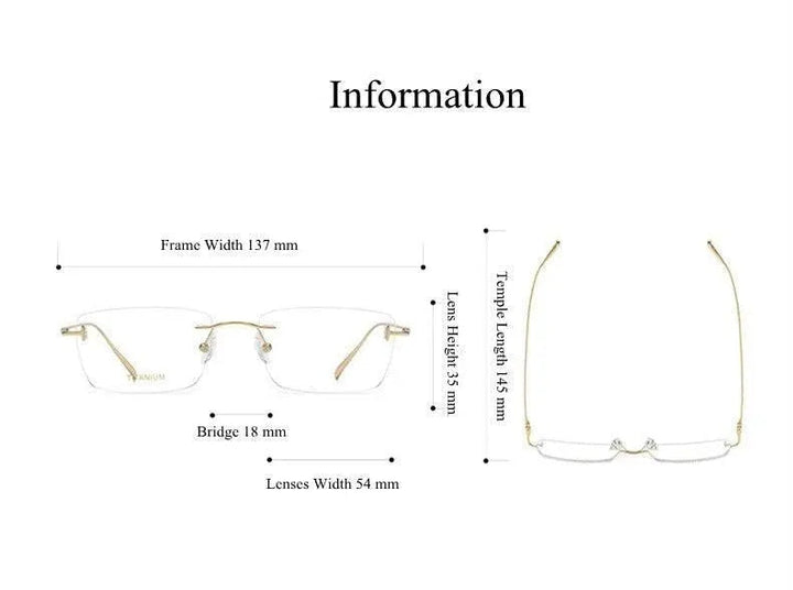 Chashma Ottica Unisex Rimless Square Titanium Eyeglasses 5678
