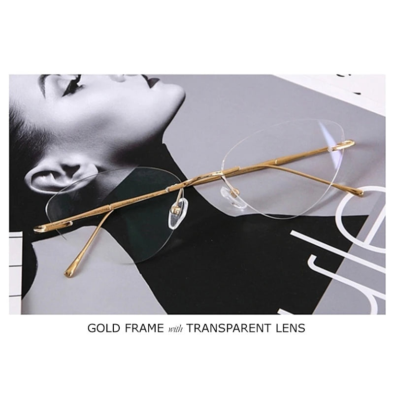 Chashma Ottica Unisex Rimless Triangle Cat Eye Titanium Eyeglasses 632