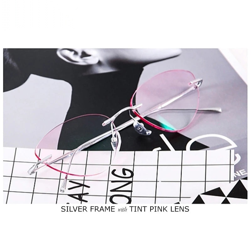 Chashma Ottica Unisex Rimless Triangle Cat Eye Titanium Eyeglasses 632