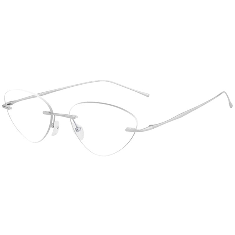 Chashma Ottica Unisex Rimless Triangle Cat Eye Titanium Eyeglasses 632