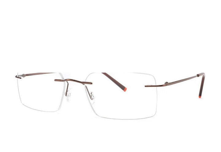 Chashma Ottica Unisex Rimless Customized Shape Lens Square Titanium Eyeglasses 8009 - Brown