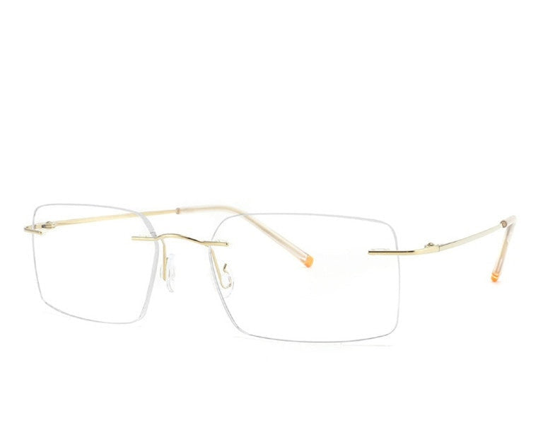 Chashma Ottica Unisex Rimless Customized Shape Lens Square Titanium Eyeglasses 8009 - Gold