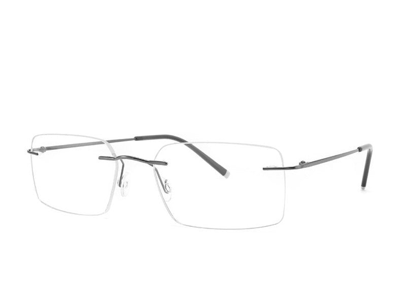 Chashma Ottica Unisex Rimless Customized Shape Lens Square Titanium Eyeglasses 8009 - Gray