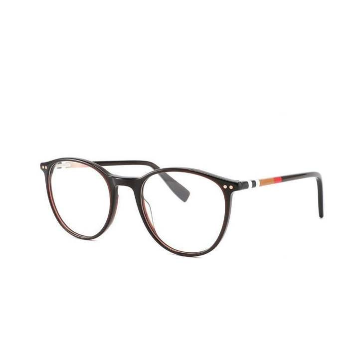 Chashma Ottica Unisex Full Rim Round Sqare Tr 90 Titanium Eyeglasses 8019 - Brown
