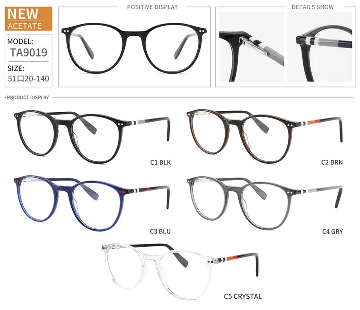 Chashma Ottica Unisex Full Rim Round Sqare Tr 90 Titanium Eyeglasses 8019 - Size Chart