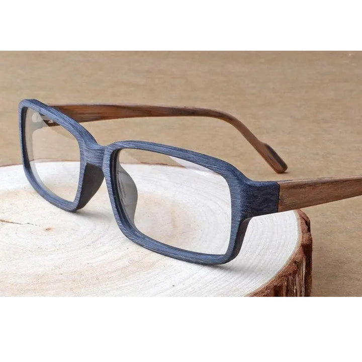 Hdcrafter Unisex Full Rim Eyeglasses Wood Rectangular Ta25596