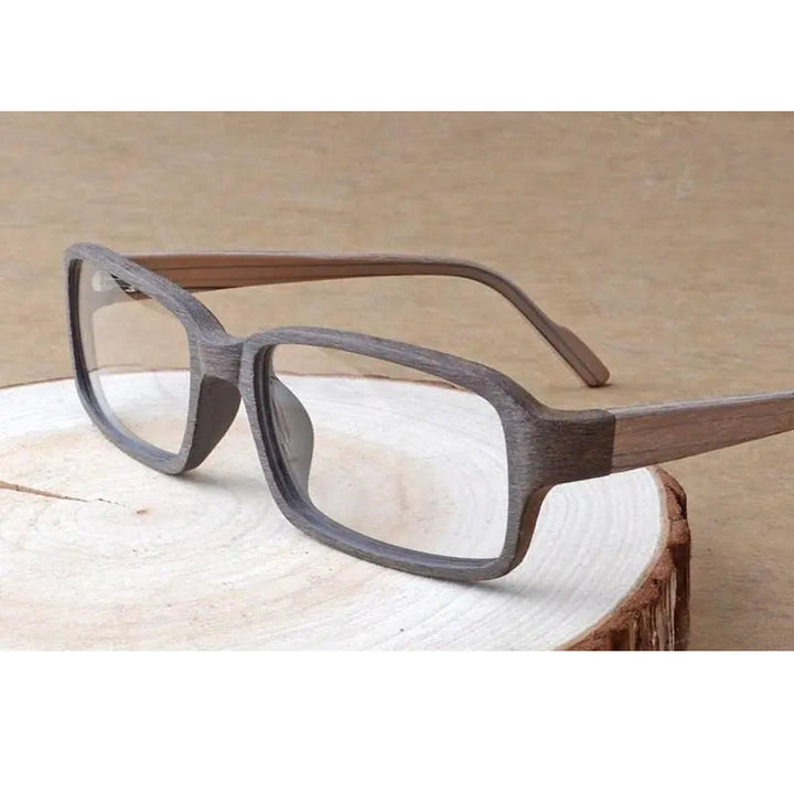 Hdcrafter Unisex Full Rim Eyeglasses Wood Rectangular Ta25596