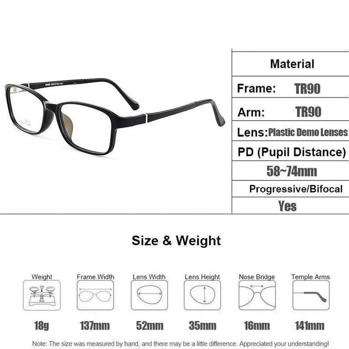 Gmei Unisex Eyeglasses Ultra-Light Tr90 Plastic 4 Colors M5069