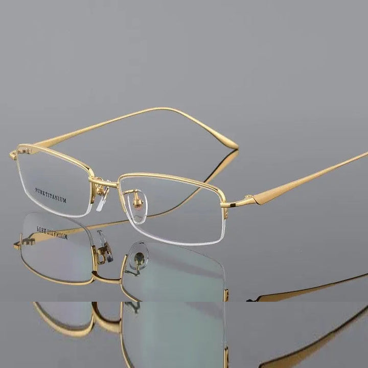 Unisex Titanium Half Rim Eyeglasses Round Box Frame 8272