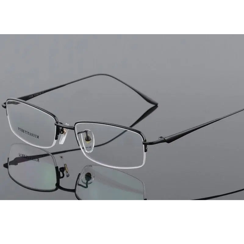 Unisex Titanium Half Rim Eyeglasses Round Box Frame 8272