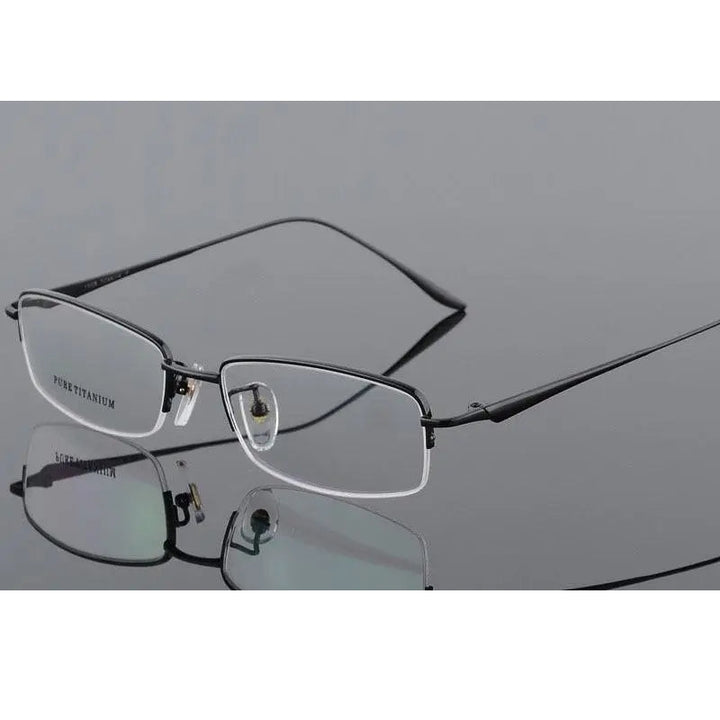 Unisex Titanium Half Rim Eyeglasses Round Box Frame 8272