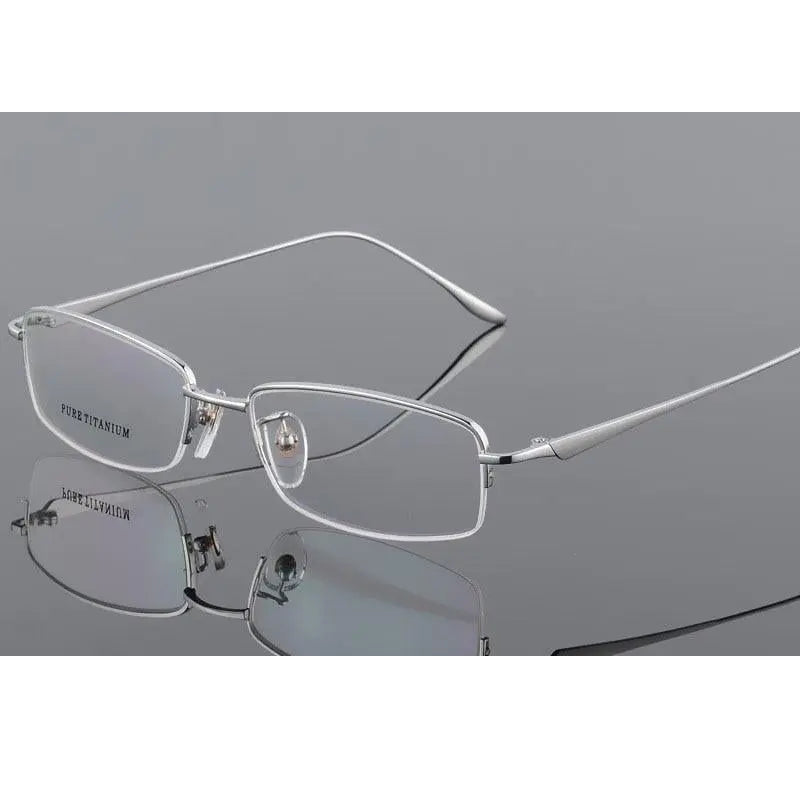 Unisex Titanium Half Rim Eyeglasses Round Box Frame 8272