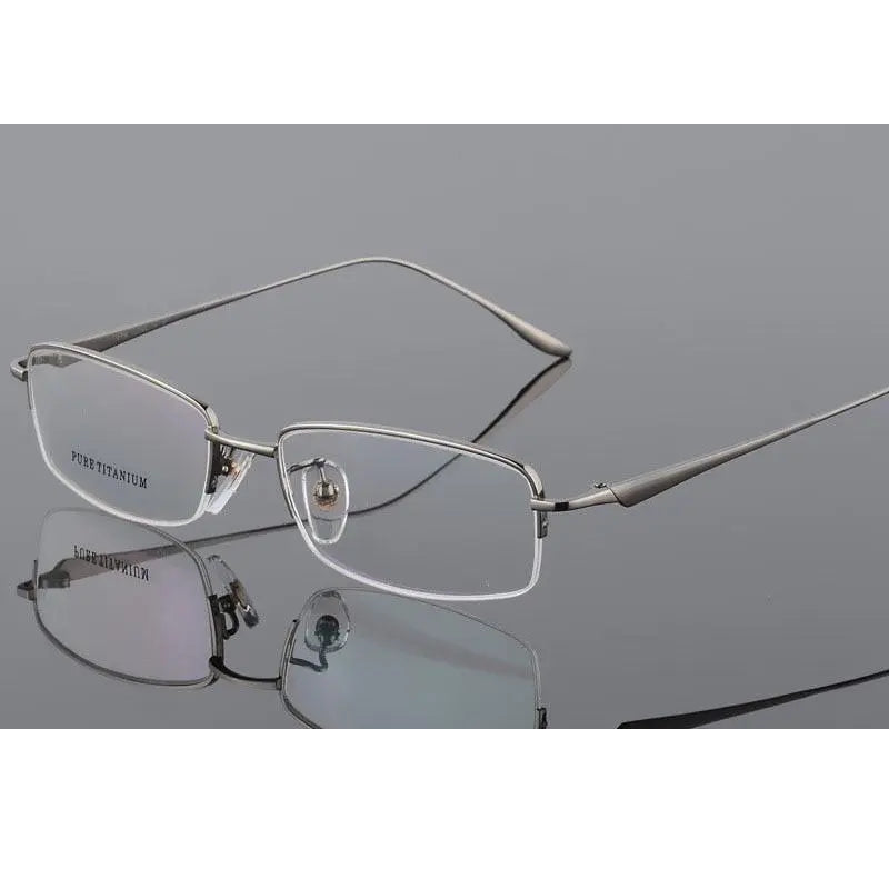 Unisex Titanium Half Rim Eyeglasses Round Box Frame 8272
