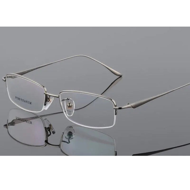 Unisex Titanium Half Rim Eyeglasses Round Box Frame 8272