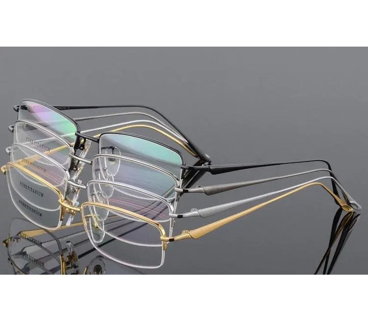 Unisex Titanium Half Rim Eyeglasses Round Box Frame 8272