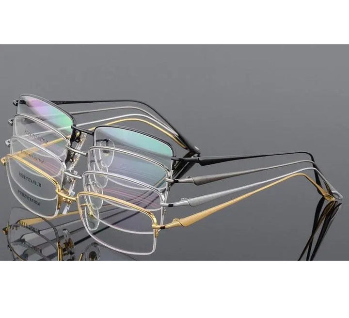 Unisex Titanium Half Rim Eyeglasses Round Box Frame 8272