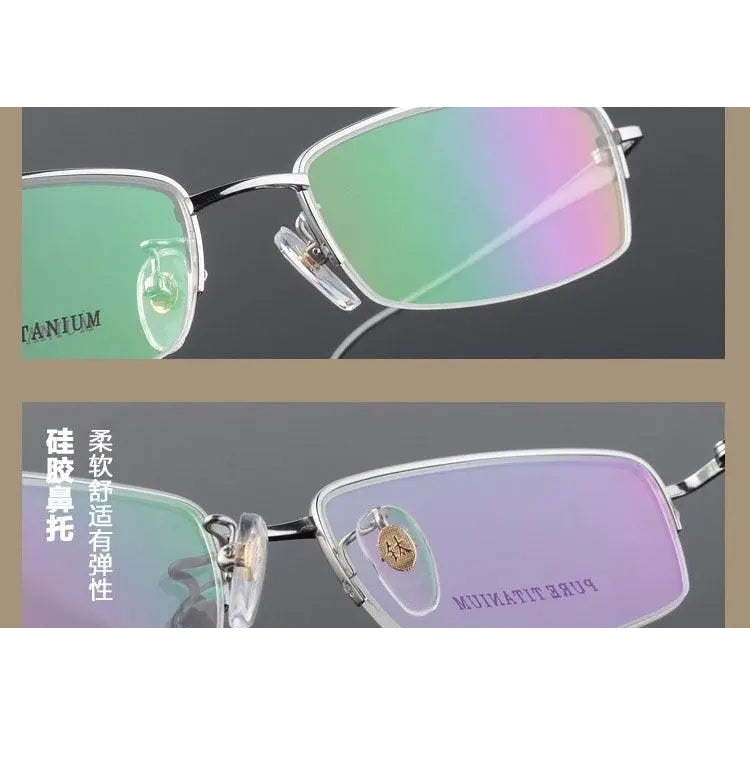 Unisex Titanium Half Rim Eyeglasses Round Box Frame 8272