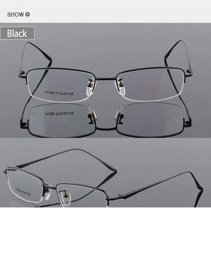 Unisex Titanium Half Rim Eyeglasses Round Box Frame 8272