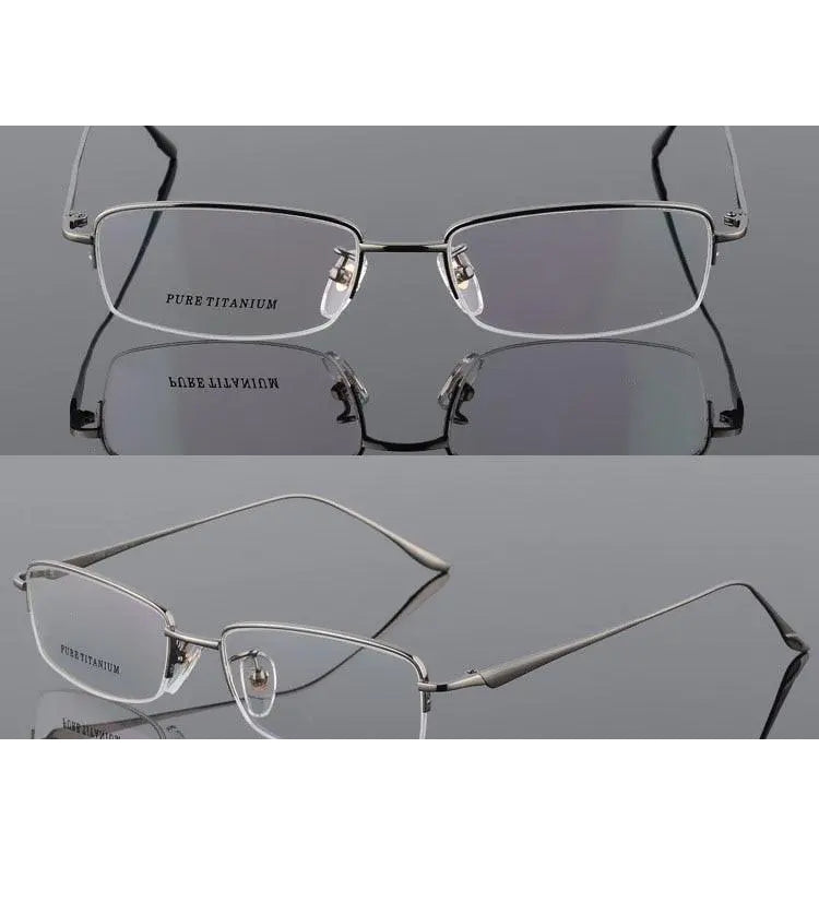 Unisex Titanium Half Rim Eyeglasses Round Box Frame 8272